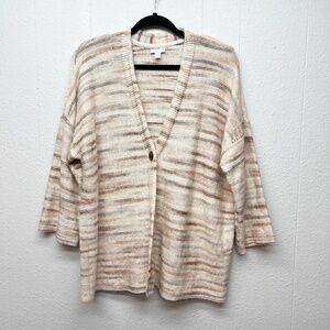 PureJill Marled Chunky Knit Cardigan Womens Large Casual Workwear Cozy Warm Soft